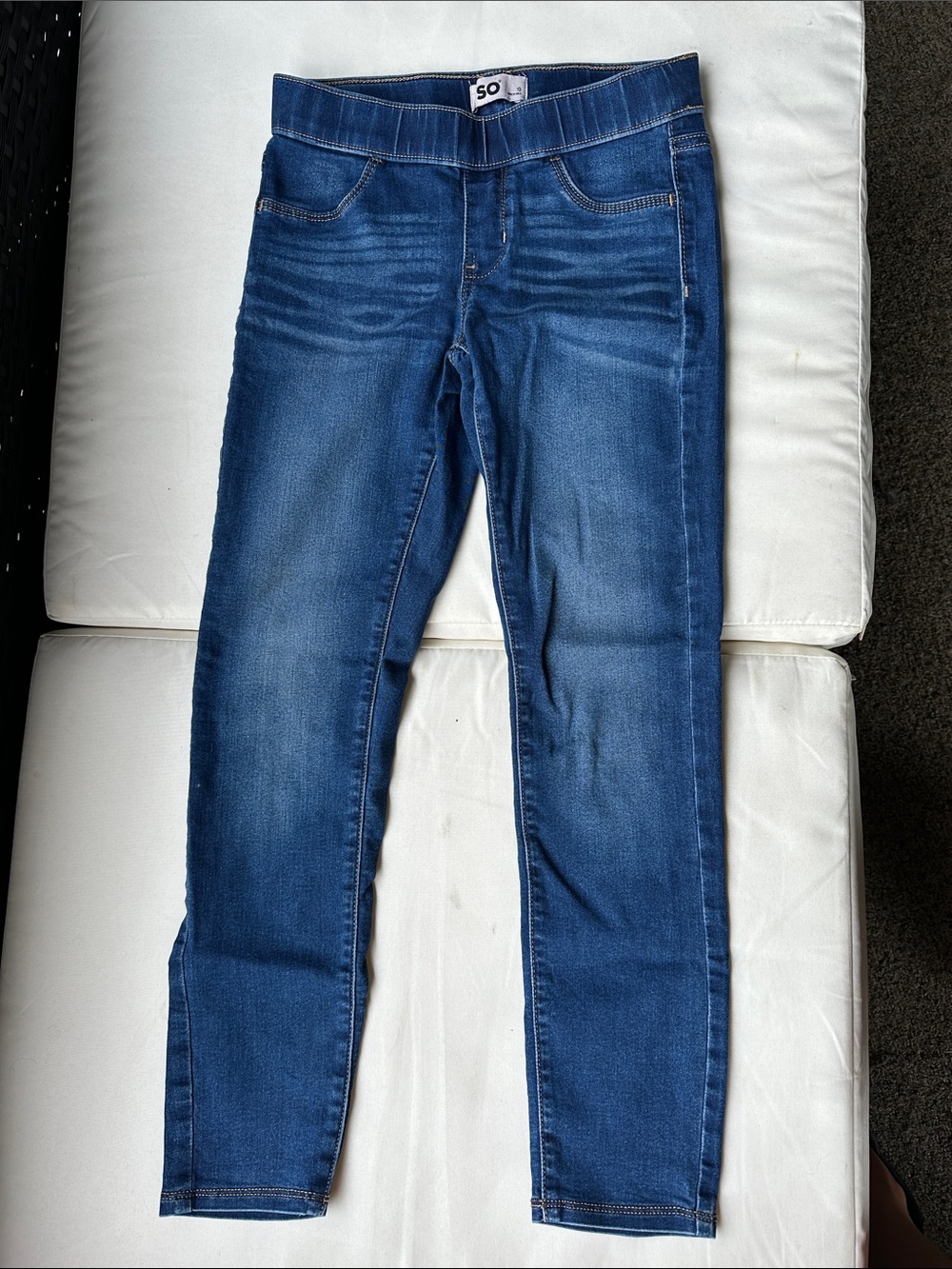 SO Girls Blue Denim Pull On Skinny Jeggings Medium Wash Size 12